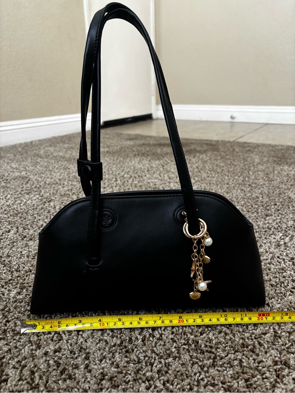 URBAN EXPRESSION BlacK Shoulder Bag with Gold Charm Accents NWOT